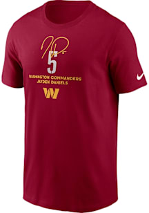Jayden Daniels Washington Commanders Burgundy Local Signature Short Sleeve Player T Shirt