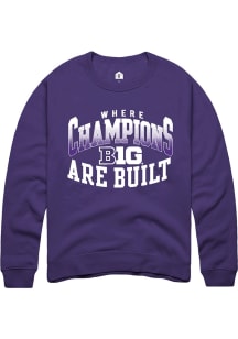 Mens Big Ten Purple Rally Champs Arch Crew Sweatshirt