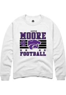 Ashton Moore Rally Mens White K-State Wildcats NIL Striped Player Crew