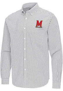 Mens Maryland Terrapins Ash Antigua Ellis Long Sleeve Dress Shirt