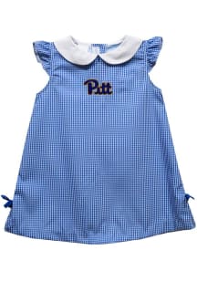 Toddler Girls Pitt Panthers Blue Vive La Fete Gingham Short Sleeve Dress