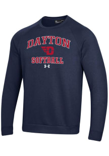 Under Armour Dayton Flyers Mens Navy Blue Softball Rival Long Sleeve Crew Sweatshirt