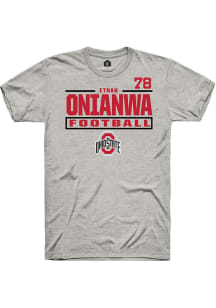 Ethan Onianwa Rally Mens Ash Ohio State Buckeyes NIL Stacked Box Player T Shirt