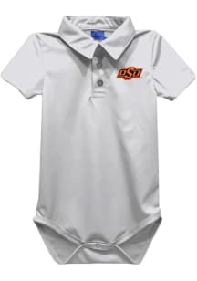 Vive La Fete Oklahoma State Cowboys Baby White Team Short Sleeve One Piece Polo