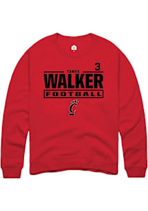 Tawee Walker Cincinnati Bearcats Mens Red Football NIL Stacked Box Player Crew