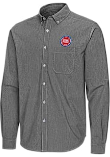 Antigua Detroit Pistons Mens Black Porter Long Sleeve Dress Shirt