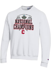 Champion Cornell Big Red Mens White 2025 Mens Lacrosse National Champions Powerblend Long Sleeve C..