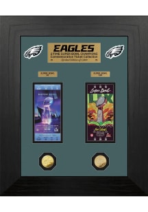 Philadelphia Eagles Deluxe 2x Super Bowl Champions Gold Coin Ticket Collection Plaque