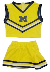 Little King Michigan Wolverines Toddler Girls Yellow Tackle Twill Sets Cheer Dress