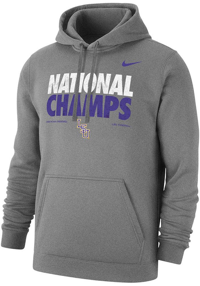Nike LSU Tigers Mens GREY HEATHER National Champions Hoodie