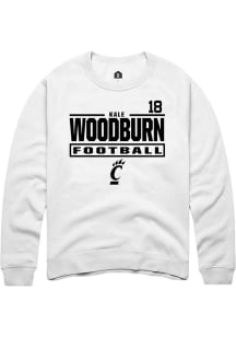 Kale Woodburn Rally Mens White Cincinnati Bearcats NIL Stacked Box Player Crew
