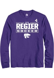 Alix Regier Mens Purple K-State Wildcats NIL Stacked Box Long Sleeve Player T Shirt