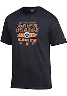 Champion Oklahoma State Cowboys Black 2025 Mens Golf National Champions Jersey Short Sleeve T Shir..