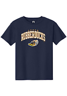 Summit Sportswear Akron RubberDucks Youth Navy Blue Arch Mascot Short Sleeve T-Shirt
