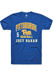 Joey Baran Rally Mens Blue Pitt Panthers NIL Arch Logo Player T Shirt