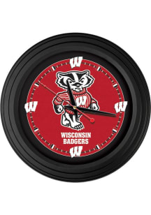 Black Wisconsin Badgers Mascot Traditional Wall Clock