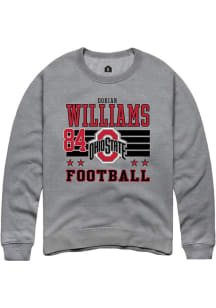Dorian Williams Rally Mens Grey Ohio State Buckeyes NIL Striped Player Crew