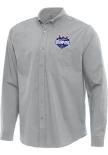 Antigua Florida Gators Mens Ash 2025 Mens Basketball National Champions Flight Long Sleeve Dress S..