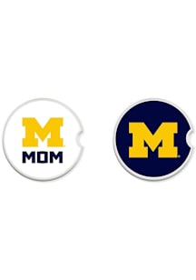 Michigan Wolverines Mom Set of 2 Car Coaster - White