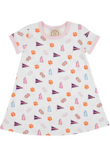 Clemson Tigers Toddler Girls White Polly Play Short Sleeve Dress