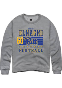 Akram Elnagmi Rally Mens Grey Pitt Panthers NIL Striped Player Crew