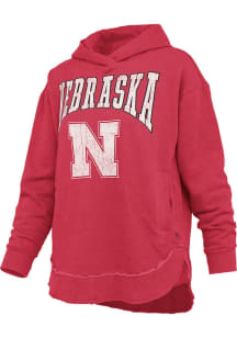 Womens Nebraska Cornhuskers Red Pressbox Melange Hood Hooded Sweatshirt