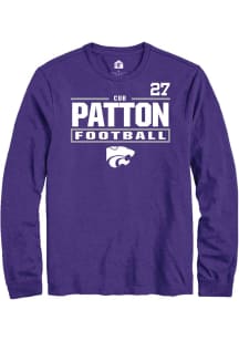 Cub Patton Mens Purple K-State Wildcats NIL Stacked Box Long Sleeve Player T Shirt