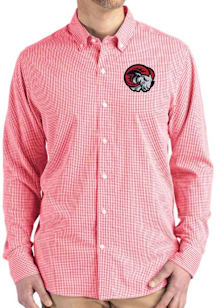 Cutter and Buck Winston-Salem State University Mens Red Gingham LS Woven Long Sleeve Dress Shirt