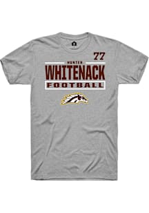 Hunter Whitenack Western Michigan Broncos Grey Football NIL Stacked Box Short Sleeve Player T Shir..