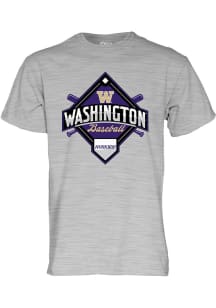 Washington Huskies Big Ten Baseball Short Sleeve T Shirt - Ash