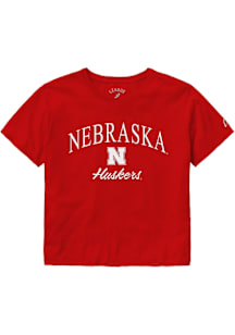 Nebraska Cornhuskers Womens Red Clothesline Crop Short Sleeve T-Shirt
