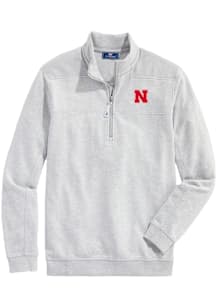 Vineyard Vines Nebraska Cornhuskers Mens Grey Shep Shirt Long Sleeve Qtr Zip Pullover