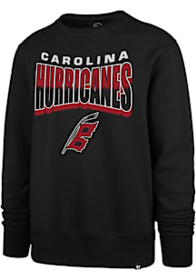 47 Carolina Hurricanes Mens Black Brush By Headline Long Sleeve Crew Sweatshirt