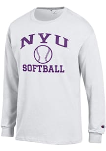Champion NYU Violets White Softball Jersey Long Sleeve T Shirt