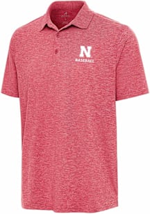 Antigua Nebraska Cornhuskers Mens Red Par 3 Baseball Short Sleeve Polo