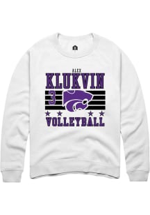 Alex Klukvin Rally Mens White K-State Wildcats NIL Striped Player Crew