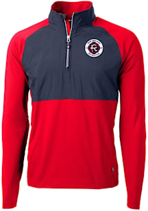 Cutter and Buck New England Revolution Mens Red Adapt Eco Hybrid Long Sleeve Qtr Zip Pullover