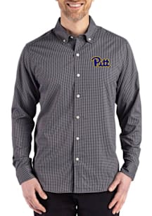 Mens Pitt Panthers Black Cutter and Buck Skyline Long Sleeve Dress Shirt