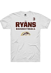Ej Ryans Western Michigan Broncos White NIL Stacked Box Short Sleeve Player T Shirt