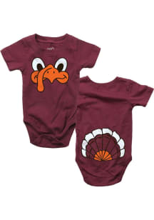 Wes and Willy Virginia Tech Hokies Baby Maroon Team Logo Short Sleeve One Piece