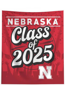 Red Nebraska Cornhuskers Class of 2025 50x60 Tapestry Blanket