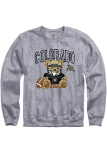 Summit Sportswear Colorado Buffaloes Womens Grey Bear Necessities Crew Sweatshirt