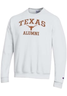 Champion Texas Longhorns Mens White Logo Alumni Powerblend Long Sleeve Crew Sweatshirt