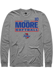 Maura Moore Mens Graphite Tulsa Golden Hurricane NIL Stacked Box Long Sleeve Player T Shirt