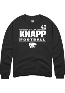 Dalton Knapp Rally Mens Black K-State Wildcats NIL Stacked Box Player Crew