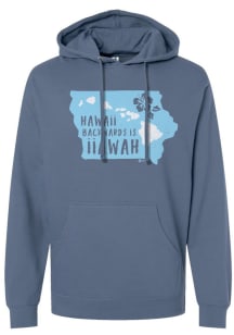 Bozz Prints Iowa Mens Blue Hawaii Backwards Long Sleeve Hoodie