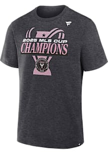 Inter Miami CF Grey 2025 Cup Champions Locker Room Short Sleeve T Shirt