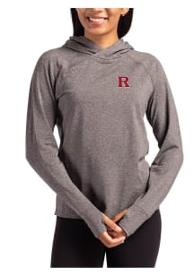 Womens Rutgers Scarlet Knights Black Cutter and Buck Adapt Knit Hood Hooded Sweatshirt