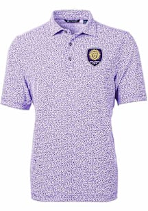 Cutter and Buck Orlando City SC Mens Purple Virtue Eco Pique Botanical Short Sleeve Polo