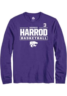 Brandie Harrod Mens Purple K-State Wildcats NIL Stacked Box Long Sleeve Player T Shirt